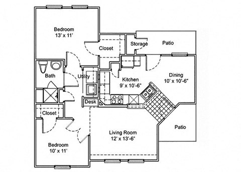 Two Bedroom Floor Plan